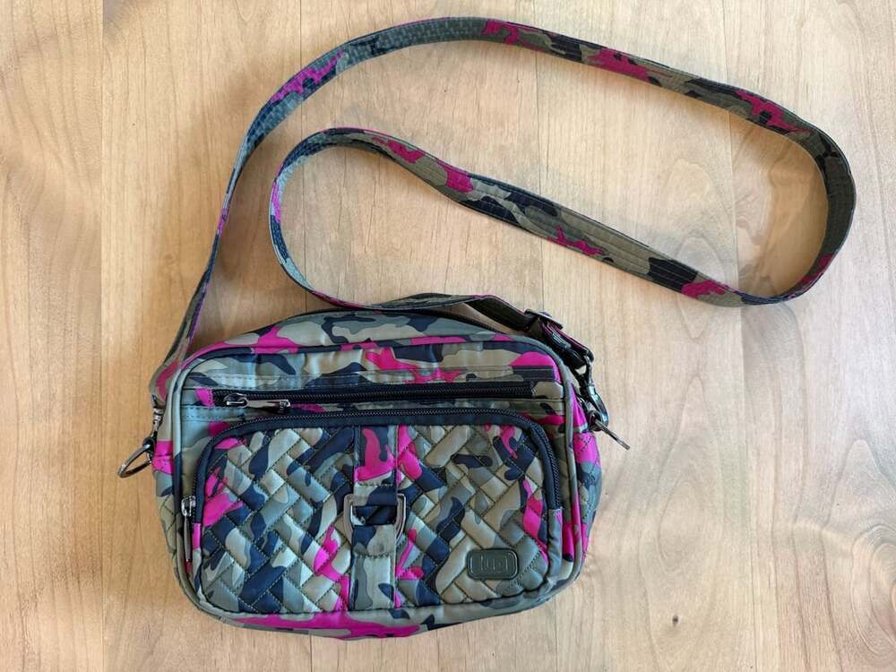 Lug Carousel Camo Orchid Pink Green Quilted Nylon Crossbody